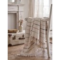 Clayre & Eef Couverture 125x150 cm Beige Noir Coton Rayures