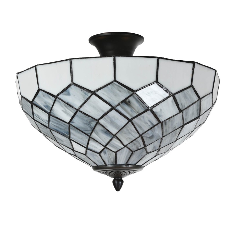 Lumilamp Lampe de plafond Tiffany Ø 41x24 cm Gris Verre