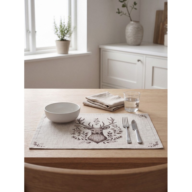 Clayre & Eef Tovagliette set di 6 48x33 cm Beige Cotone Cervo