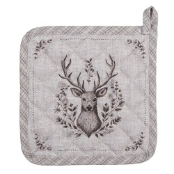 Clayre & Eef Pannenlap 20x20 cm Beige Katoen Hert