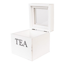 Clayre & Eef Scatola per il tè 12x12x12 cm Bianco Legno
