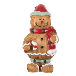 Clayre & Eef Kerstdecoratie Beeld Gingerbread man 5x4x9 cm Bruin Kunststof
