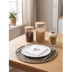 Clayre & Eef Placemat Ø 35x1 cm Beige Black Straw