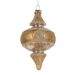 Clayre & Eef Weihnachtskugel Ø 7x13 cm Goldfarbig Glas