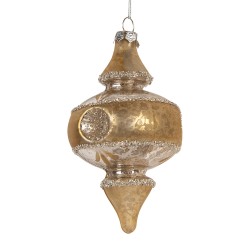 Clayre & Eef Weihnachtskugel Ø 7x13 cm Goldfarbig Glas