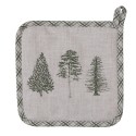 Clayre & Eef Pot Holder 20x20 cm Beige Green Cotton Pine Trees