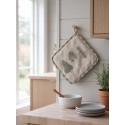 Clayre & Eef Pot Holder 20x20 cm Beige Green Cotton Pine Trees