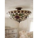 Lumilamp Ceiling Lamp Tiffany Ø 40x25 cm Green Red Metal Rose