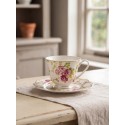 Clayre & Eef Tasse et soucoupe 200 ml Blanc Porcelaine Fleurs