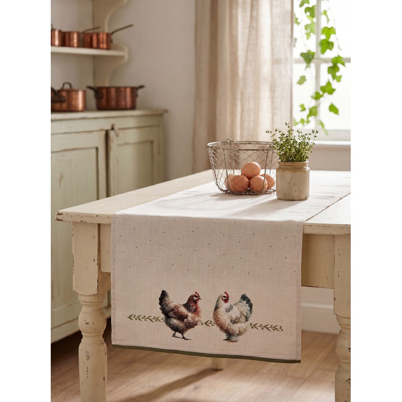 Clayre & Eef Tischläufer 50x140 cm Beige Baumwolle
