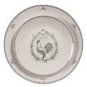 Clayre & Eef Piatto per la colazione Ø 20 cm Bianco Grigio Porcellana Gallo