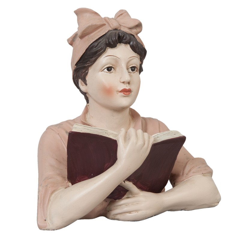 Clayre & Eef Beeld Vrouw 16x11x19 cm Beige Roze Polyresin