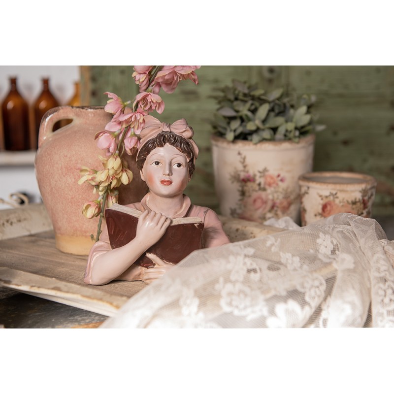 Clayre & Eef Beeld Vrouw 16x11x19 cm Beige Roze Polyresin