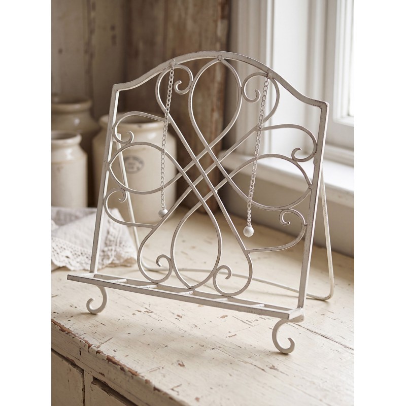 Clayre & Eef Porta libro di cucina 31x23x34 cm Bianco Ferro