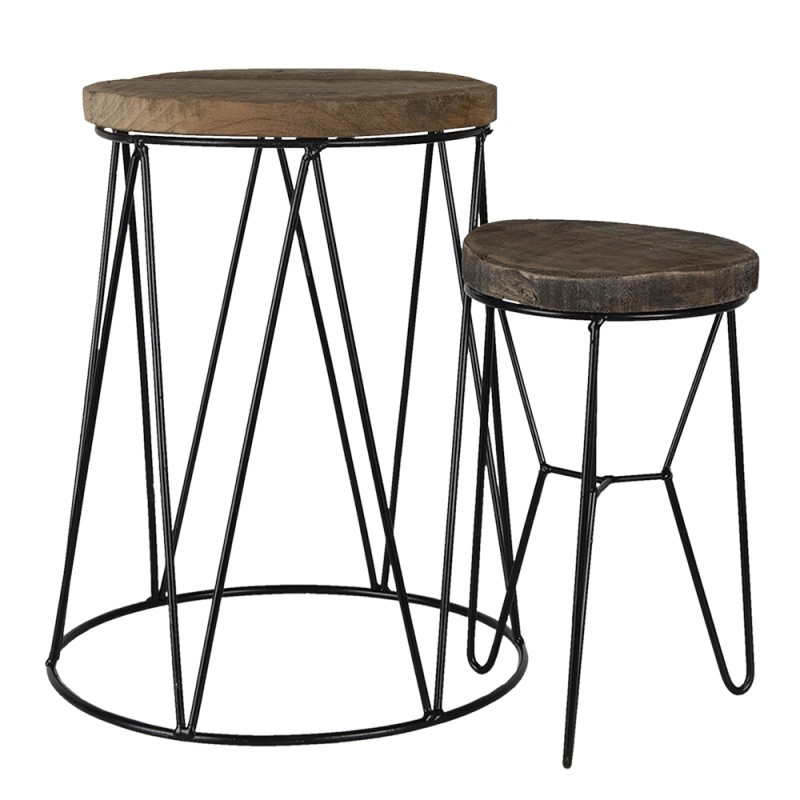 Clayre & Eef Plantentafeltje 22 cm Bruin Hout