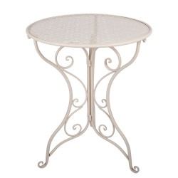 Clayre & Eef Set da bistrot Tavolo da bistrot Sedia da bistrot 3 pezzi Ø 60x74 / 50x40x92 cm Bianco Metallo