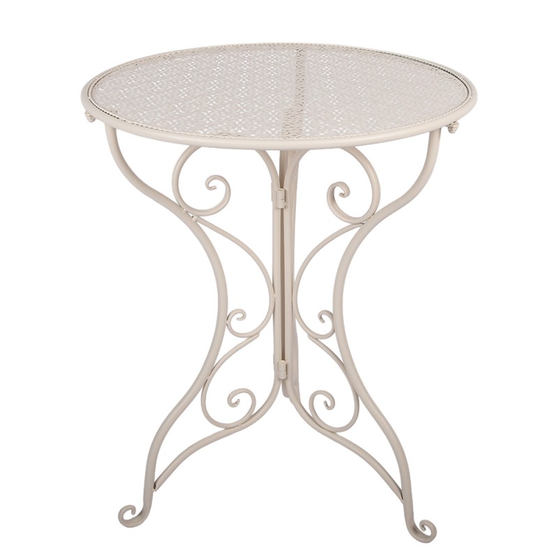 Clayre & Eef Bistroset Bistrotafel Bistrostoel 3-delig Ø 60x74 / 50x40x92 cm Wit Metaal