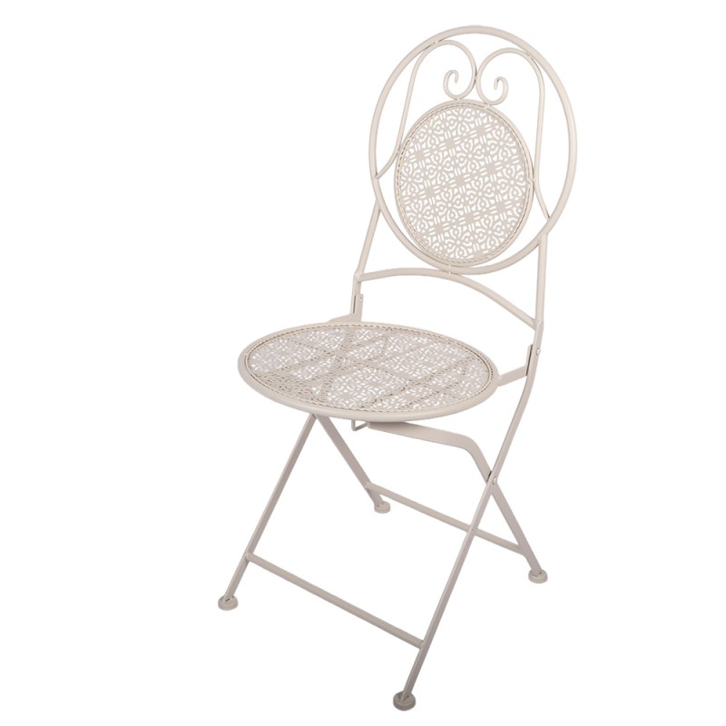 Clayre & Eef Bistroset Bistrotafel Bistrostoel 3-delig Ø 60x74 / 50x40x92 cm Wit Metaal