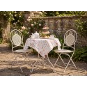 Clayre & Eef Bistroset Bistrotafel Bistrostoel 3-delig Ø 60x74 / 50x40x92 cm Wit Metaal