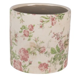 Clayre & Eef Fioriera Ø 17x16 cm Beige Rosa Ceramica Fiori