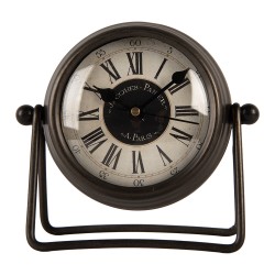 Clayre & Eef Table Clock 12x5x11 cm / 1xAA Brown Metal