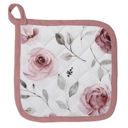 Clayre & Eef Presina 20x20 cm Bianco Rosa Cotone Rose