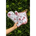 Clayre & Eef Pot Holder 20x20 cm White Pink Cotton Roses