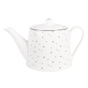 Clayre & Eef Theepot 1000 ml Wit Porselein Hartjes