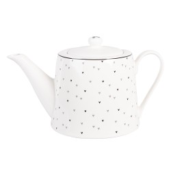 Clayre & Eef Theepot 1000 ml Wit Porselein Hartjes