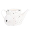 Clayre & Eef Theepot 1000 ml Wit Porselein Hartjes