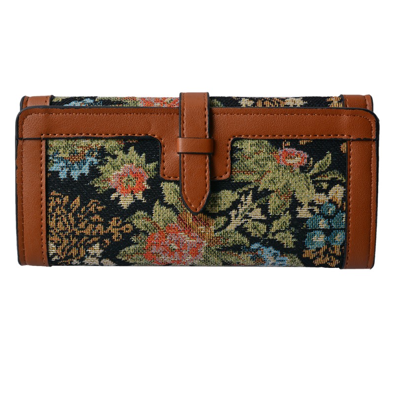 Juleeze Portemonnee 19x10 cm Zwart Synthetisch Bloemen
