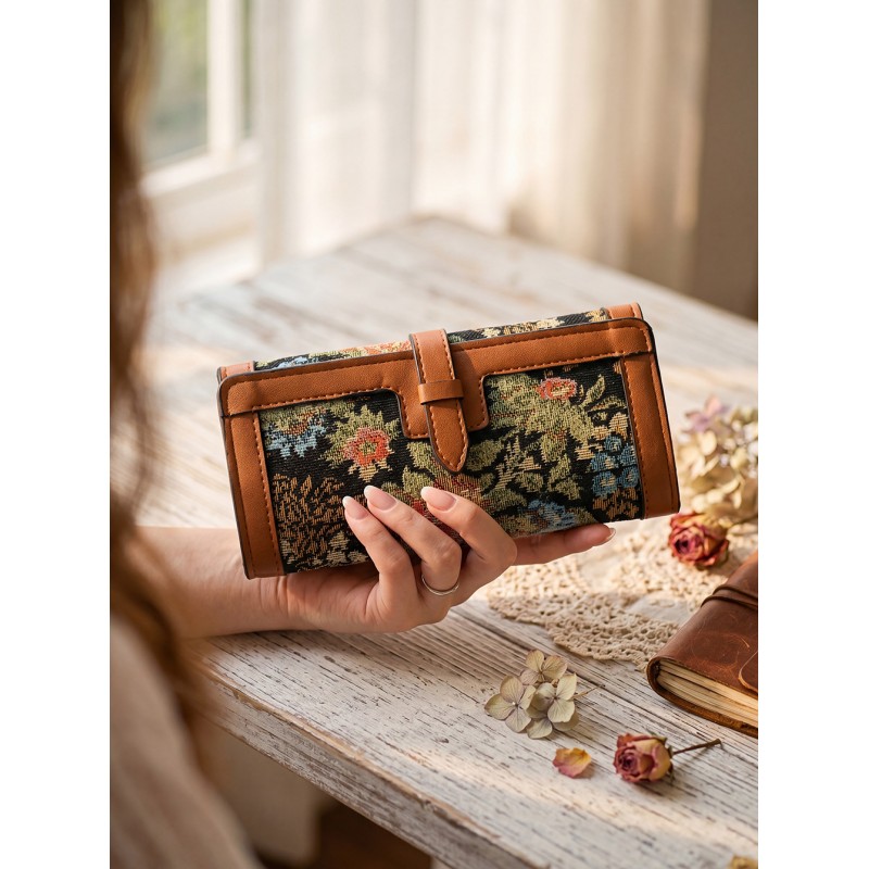Juleeze Portemonnee 19x10 cm Zwart Synthetisch Bloemen