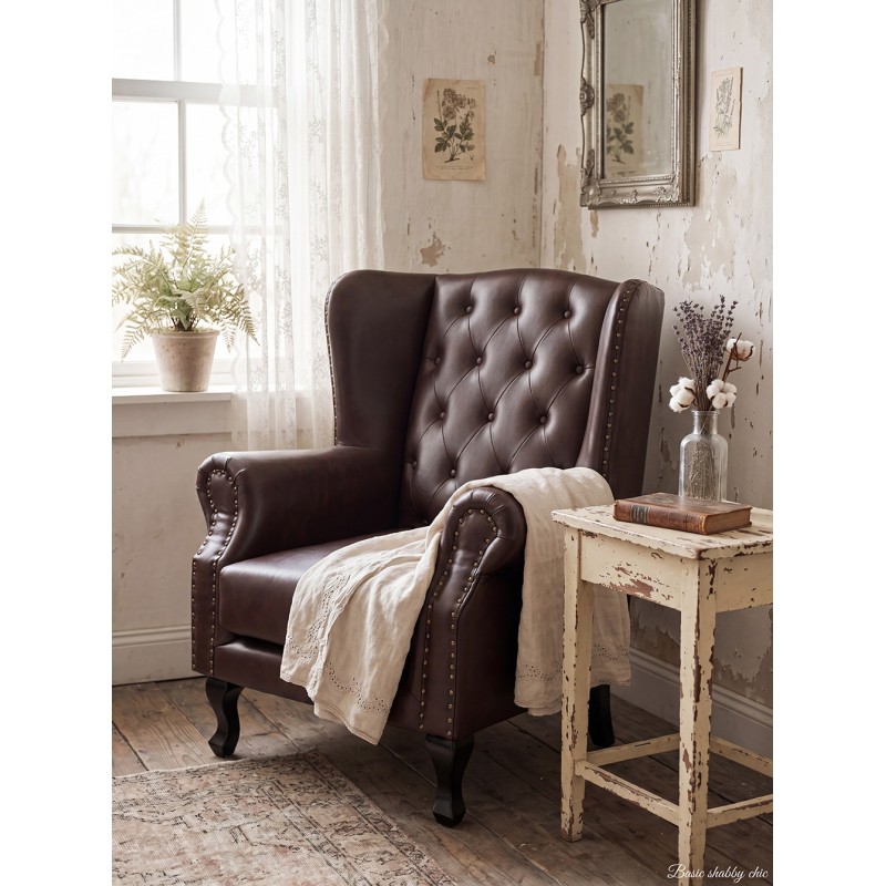 Clayre & Eef Fauteuil 82x74x102 cm Bruin Kunstleer