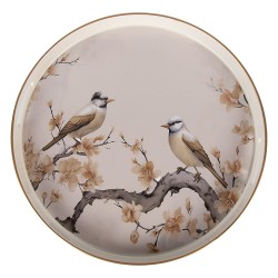 Clayre & Eef Tablett Ø 46x4 cm Beige Kunststoff