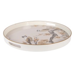 Clayre & Eef Tablett Ø 46x4 cm Beige Kunststoff