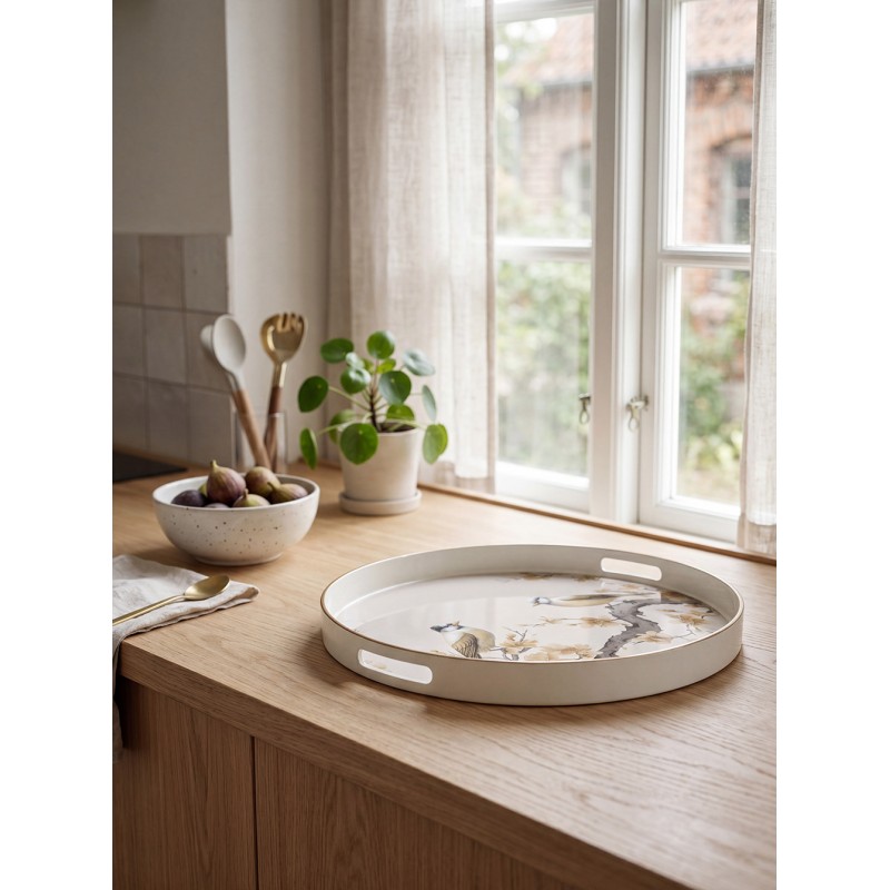 Clayre & Eef Tray Ø 46x4 cm Beige Plastic