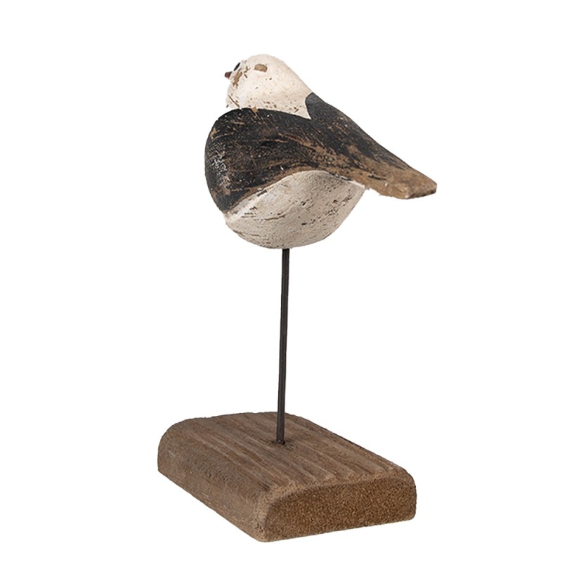 Clayre & Eef Image de décoration Oiseau 13 cm Blanc Noir Bois
