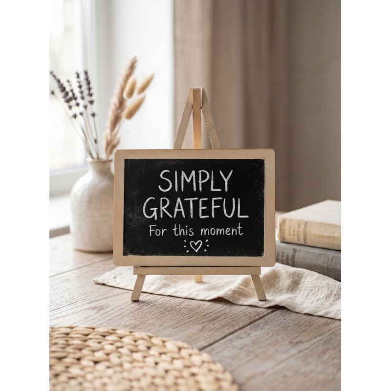 Clayre & Eef Kreidetafel 20x1x15 cm Schwarz Holz