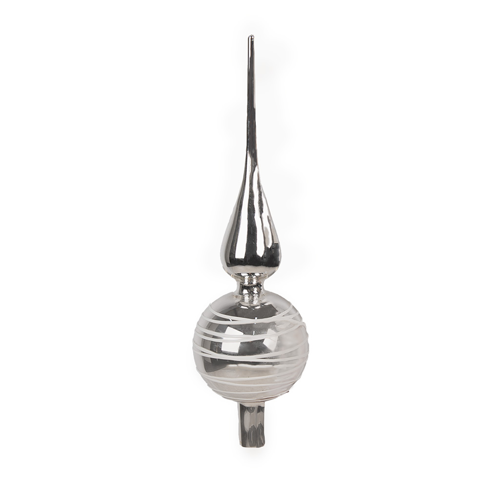 Clayre & Eef Kerstboom Piek Ø 8x31 cm Zilverkleurig Glas afbeelding