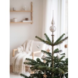 Clayre & Eef Puntale dell'albero di Natale Ø 8x31 cm Color argento Vetro