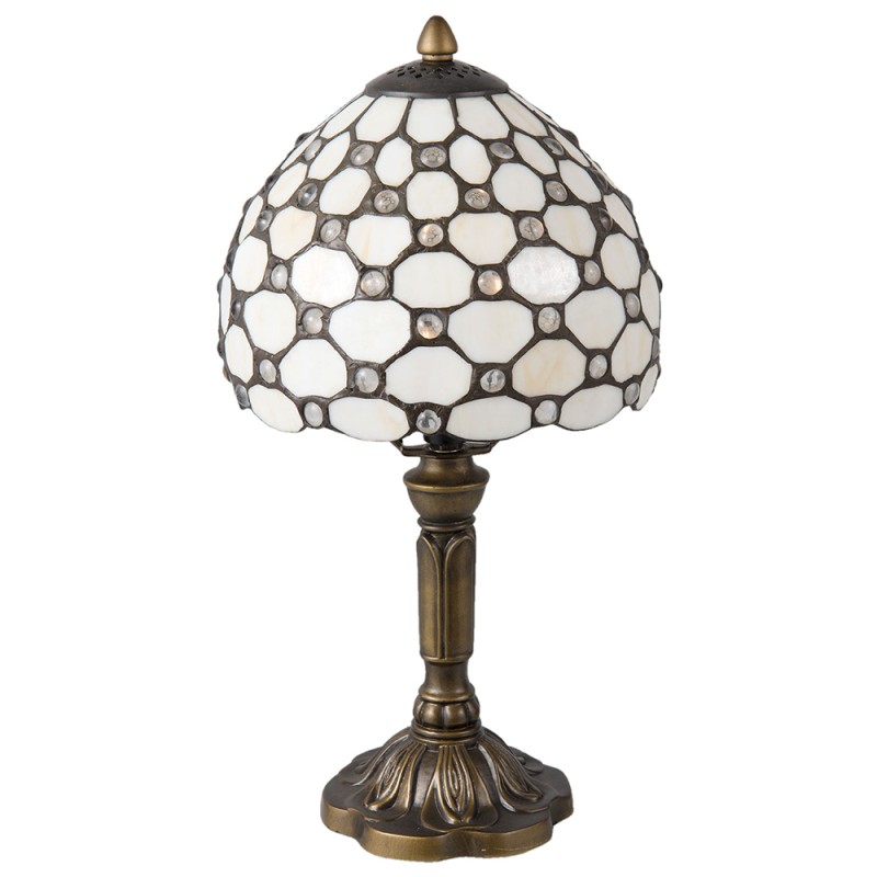 Lumilamp Lampada da tavolo Tiffany Ø 20x38 cm Bianco Marrone Vetro