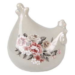 Clayre & Eef Decoratie Beeld Kip 12x11x13 cm Grijs Keramiek