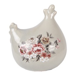 Clayre & Eef Decoratie Beeld Kip 12x11x13 cm Grijs Keramiek