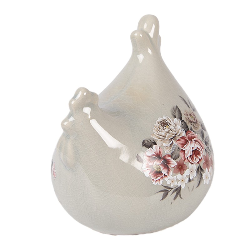 Clayre & Eef Decoratie Beeld Kip 12x11x13 cm Grijs Keramiek