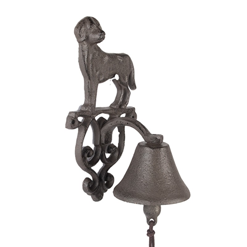 Clayre & Eef Sonnette ancienne Chien 14x14x24 cm Marron Métal