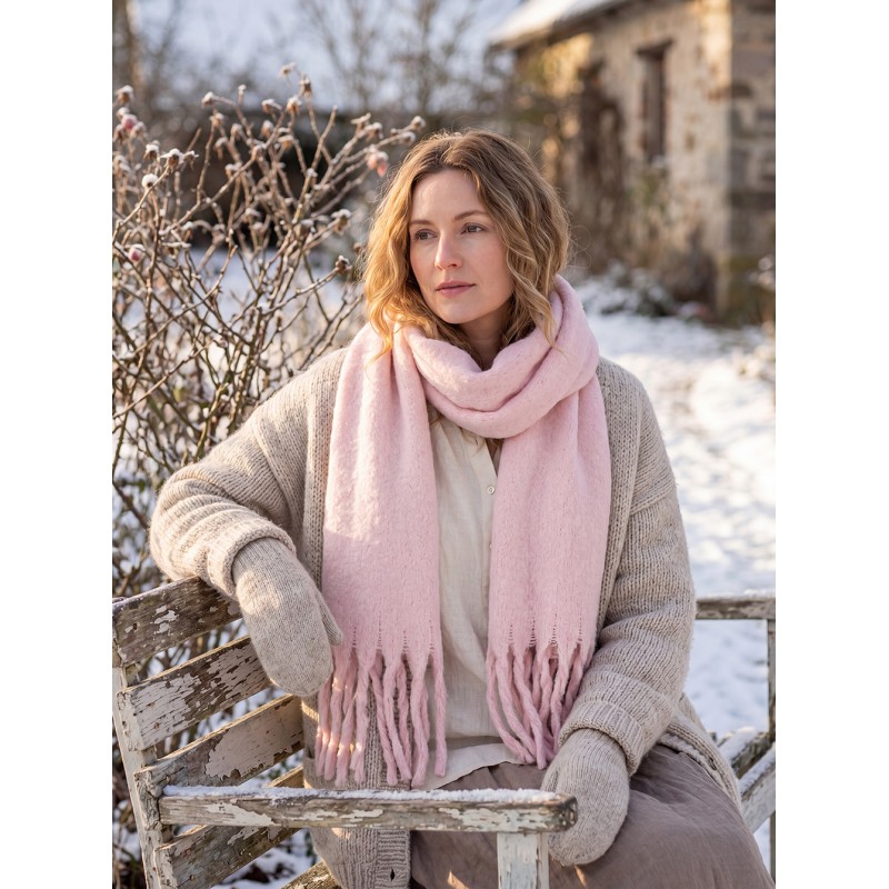 Clayre & Eef Wintersjaal Dames 40x190 cm Roze Textiel