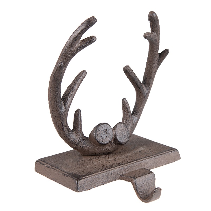 Clayre & Eef Haak Kerstsok Gewei 13x12x18 cm Bruin IJzer
