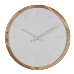 Clayre & Eef Wandklok Ø 50 cm Wit Bruin Hout