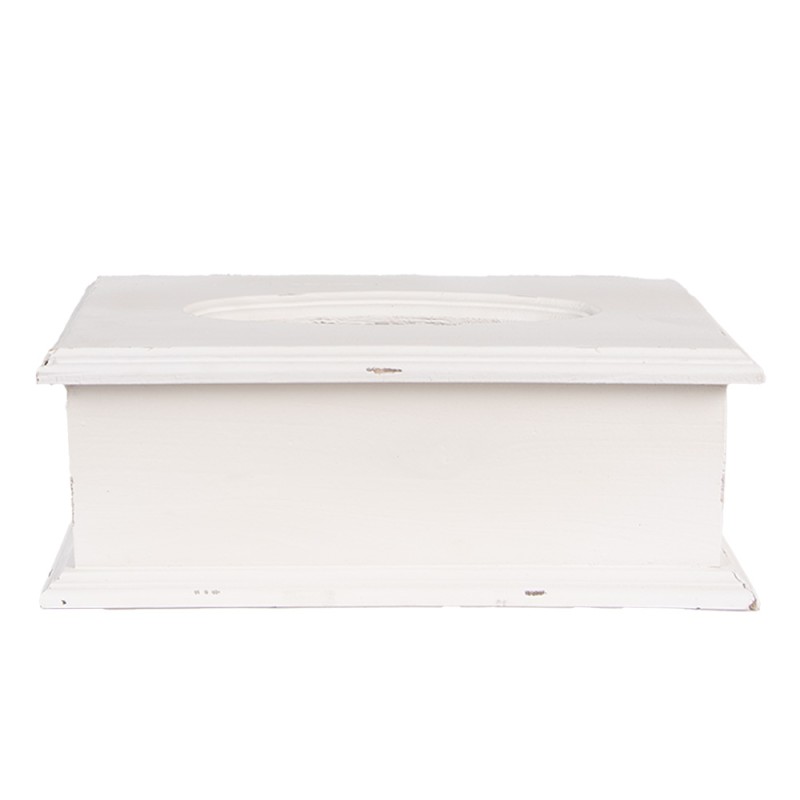 Clayre & Eef Scatola di fazzoletti 28x16x10 cm Bianco Legno