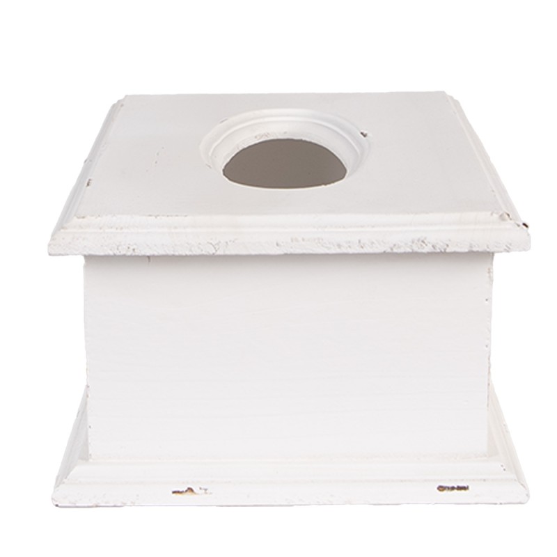 Clayre & Eef Scatola di fazzoletti 28x16x10 cm Bianco Legno